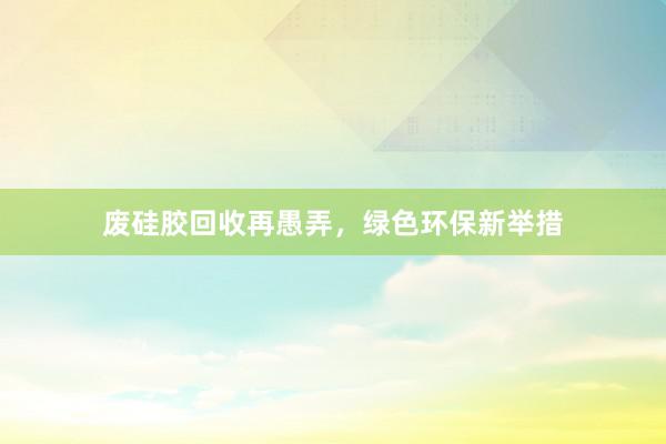 废硅胶回收再愚弄，绿色环保新举措