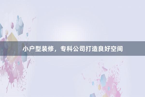 小户型装修，专科公司打造良好空间